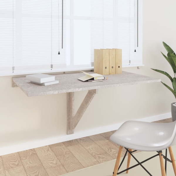 Mesa de pared plegable contrachapada gris hormigón 100x60x56 cm
