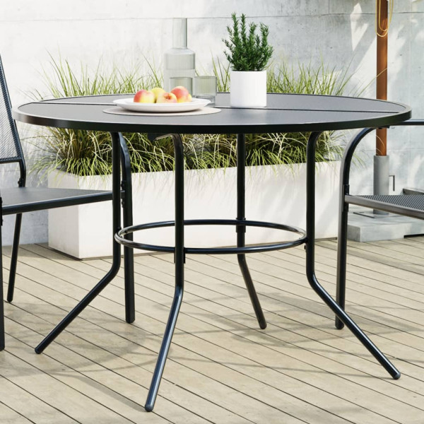 Mesa de patio redonda de acero gris antracita Ø110x72.5 cm