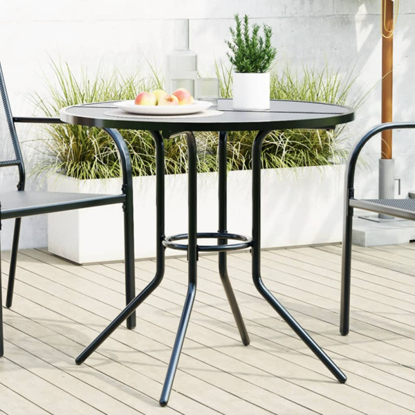 Mesa de patio redonda de acero gris antracita Ø80x72.5 cm