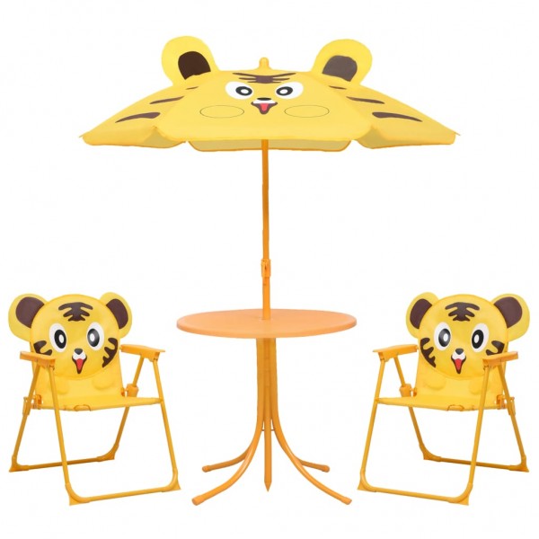 Mesa y sillas de jardín infantil 3 pzas con sombrilla amarillo
