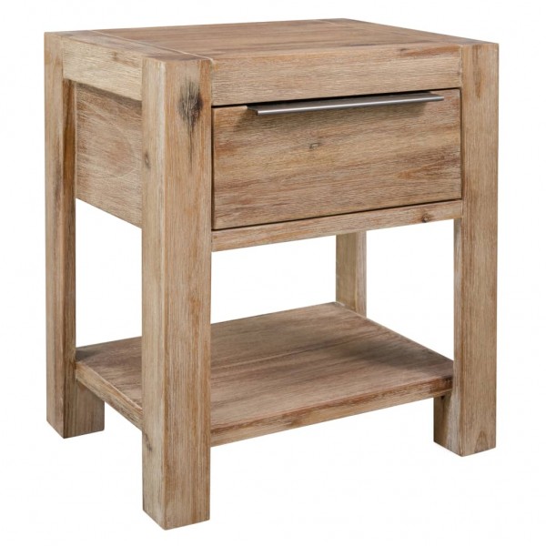 Mesita de noche con cajón madera acacia maciza 40x30x48 cm