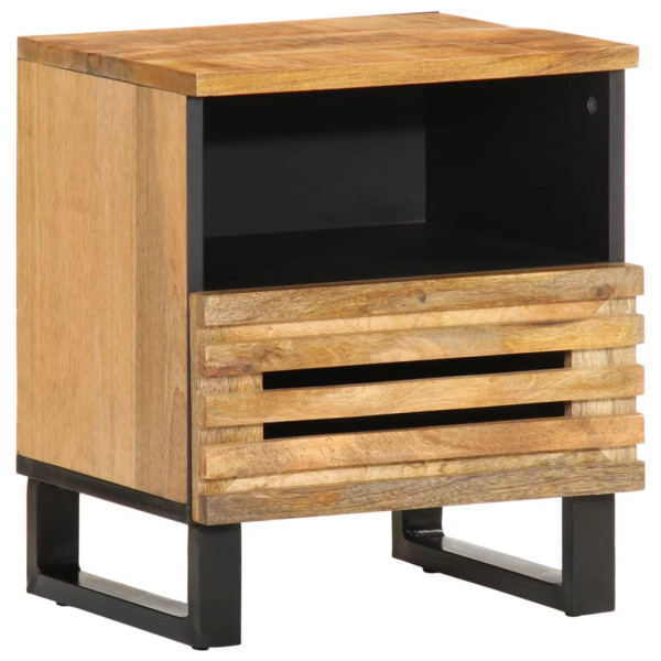Mesita de noche de madera maciza de mango rugosa 40x33x46 cm
