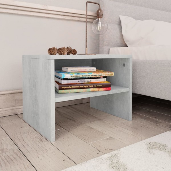 Mesita de noche madera contrachapada gris hormigón 40x30x30 cm