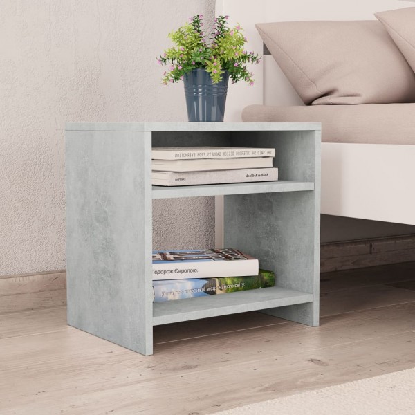 Mesita de noche madera contrachapada gris hormigón 40x30x40 cm