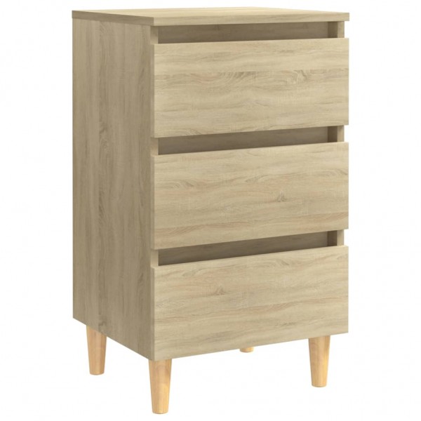 Mesita de noche patas madera maciza roble Sonoma 40x35x69 cm