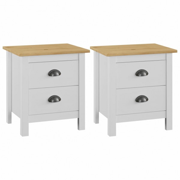 Mesita noche Hill 2uds madera maciza pino blanco 46x35x49.5 cm