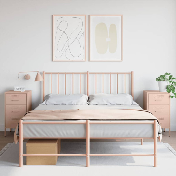 Mesitas de noche 2 uds acero laminado en frío rosa 36x39x68 cm