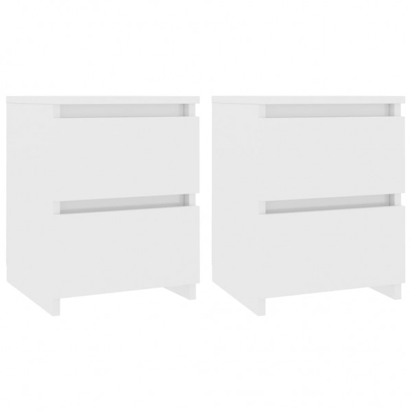 Mesitas de noche 2 uds aglomerado blanco brillante 30x30x40 cm