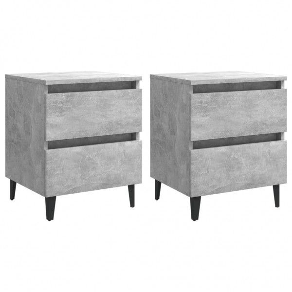 Mesitas de noche 2 uds contrachapada gris hormigón 40x35x50 cm