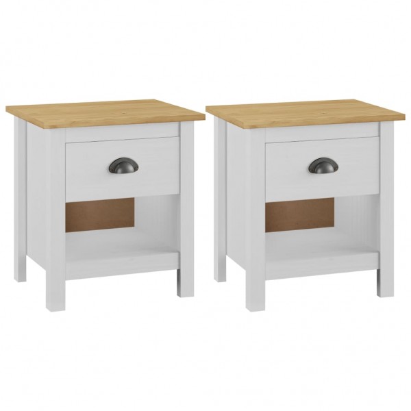 Mesitas de noche 2 uds Hill madera maciza de pino 46x35x49.5 cm
