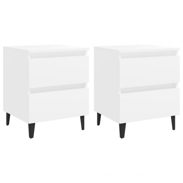 Mesitas de noche 2 uds madera contrachapada blanco 40x35x50 cm