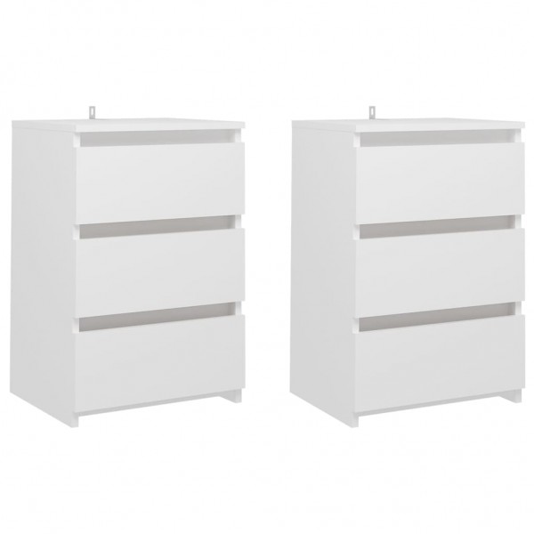 Mesitas de noche 2 uds madera contrachapada blanco 40x35x62.5cm