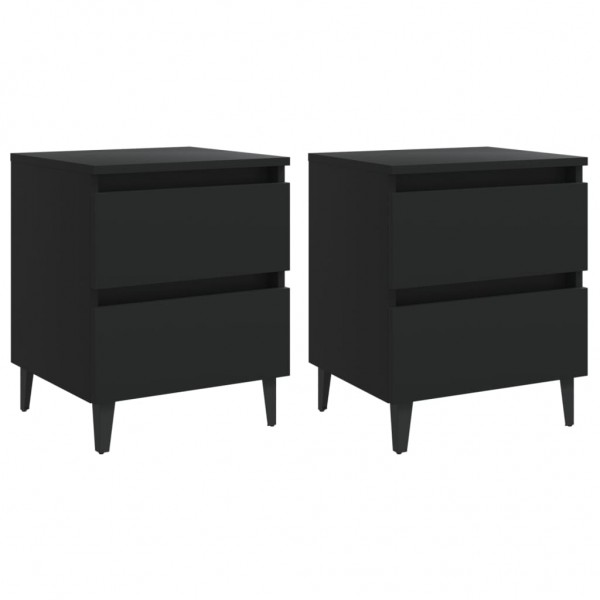Mesitas de noche 2 uds madera contrachapada negro 40x35x50 cm