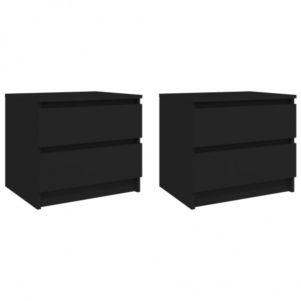 Mesitas de noche 2 uds madera contrachapada negro 50x39x43.5 cm