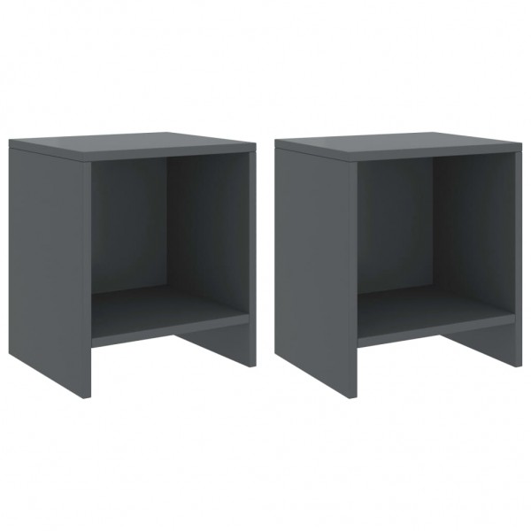 Mesitas de noche 2 uds madera de pino gris oscuro 35x30x40 cm