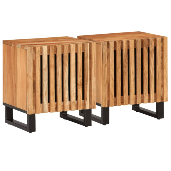 Mesitas de noche 2 uds madera maciza de acacia 40x33x46 cm
