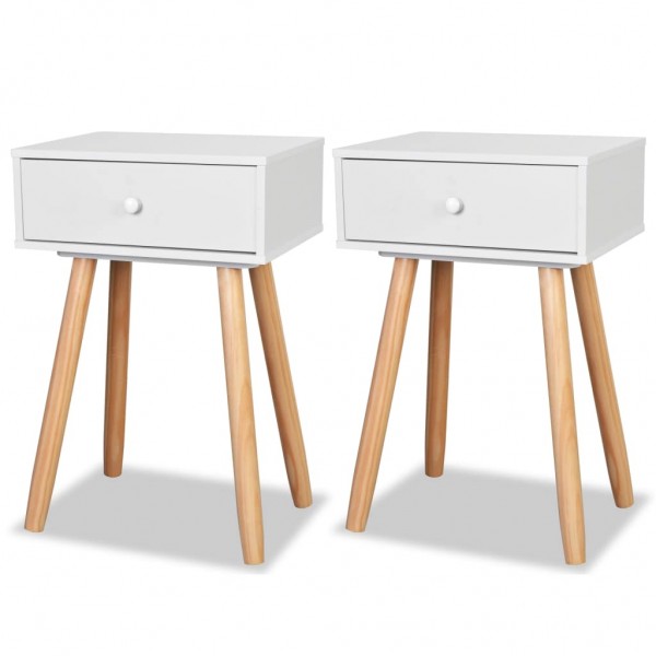 Mesitas de noche 2 uds madera maciza de pino blanco 40x30x61 cm