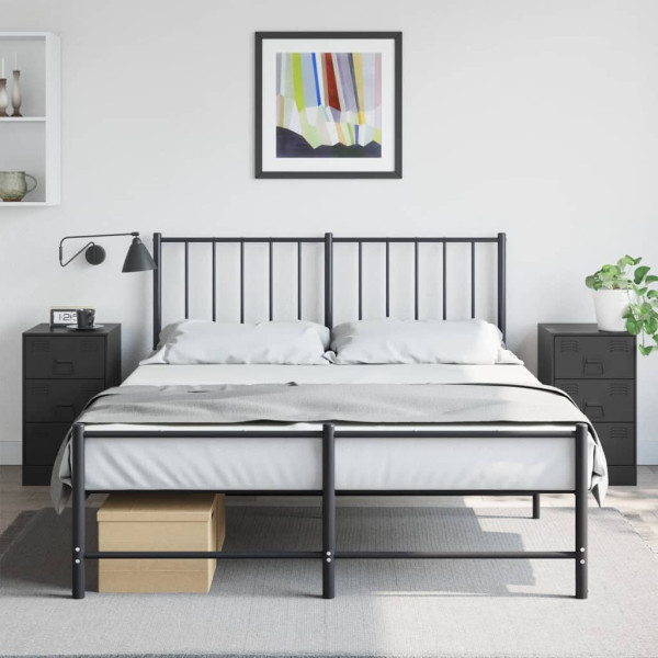 Mesitas de noche 2 unidades acero negro 34.5x39x62 cm