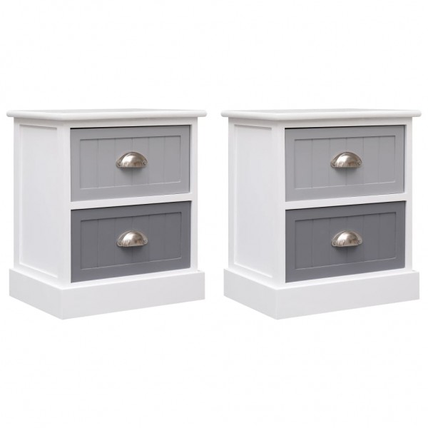 Mesitas de noche 2 unidades madera de Paulownia gris 38x28x45cm