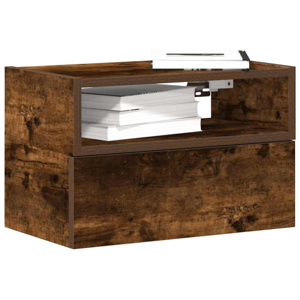 Mesitas de noche de pared 2uds color roble ahumado 45x26x28.5cm
