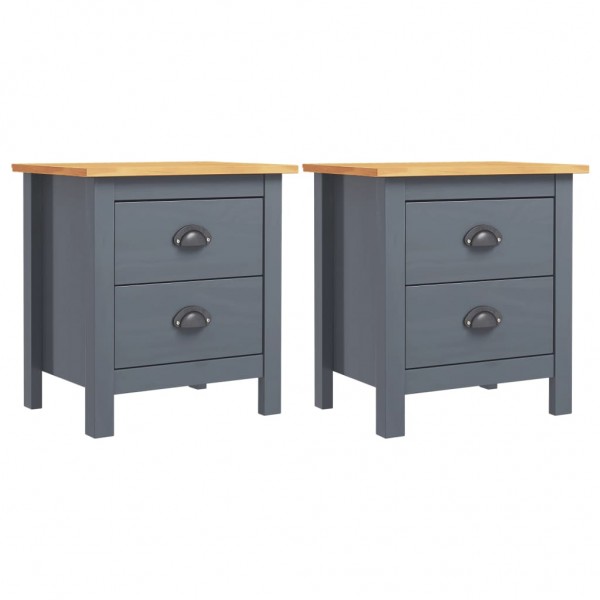 Mesitas de noche Hill 2 uds madera de pino gris 46x35x49.5 cm