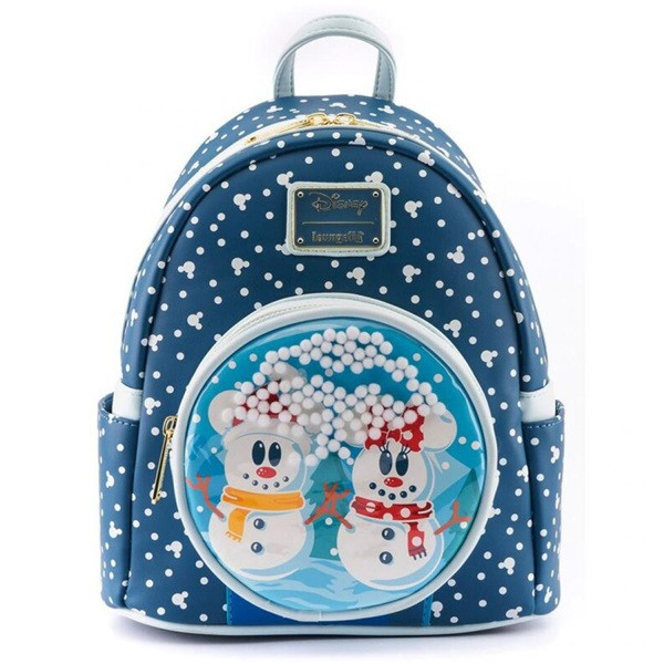 Mochila Loungefly Disney Minnie y Mickey muñecos de nieve
