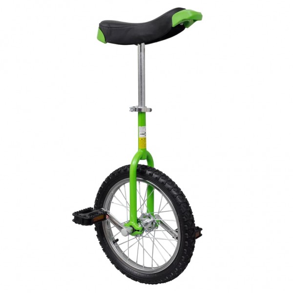 Monociclo verde ajustable. 16 pulgadas