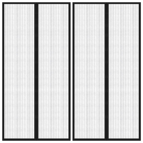 Mosquitera para puerta 2 uds bloque magnético negro 220x100 cm