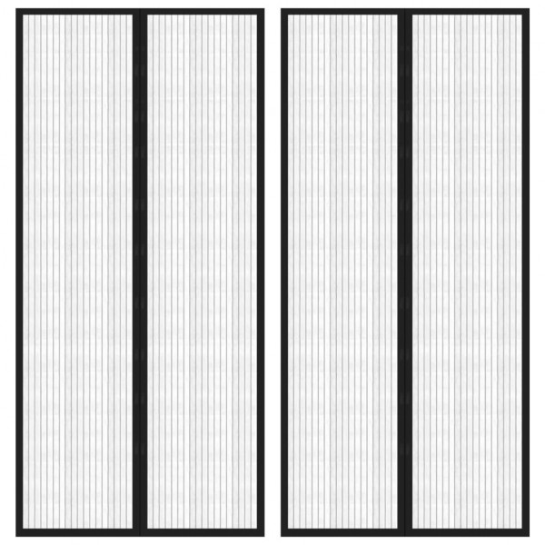 Mosquitera para puerta 2 uds bloque magnético negro 220x110 cm