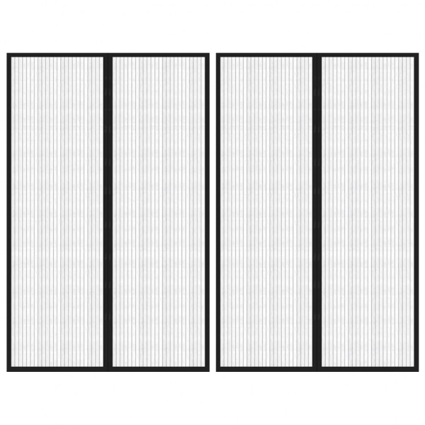 Mosquitera para puerta 2 uds bloque magnético negro 220x130 cm