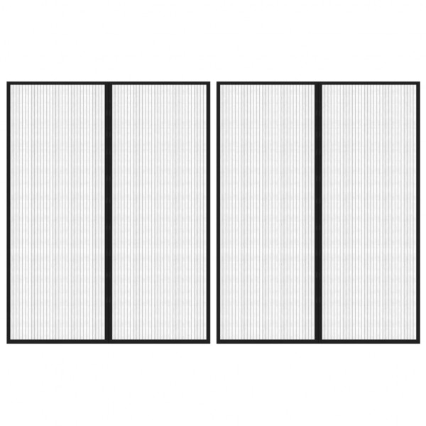 Mosquitera para puerta 2 uds bloque magnético negro 230 x160 cm