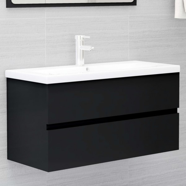 Mueble con lavabo aglomerado negro
