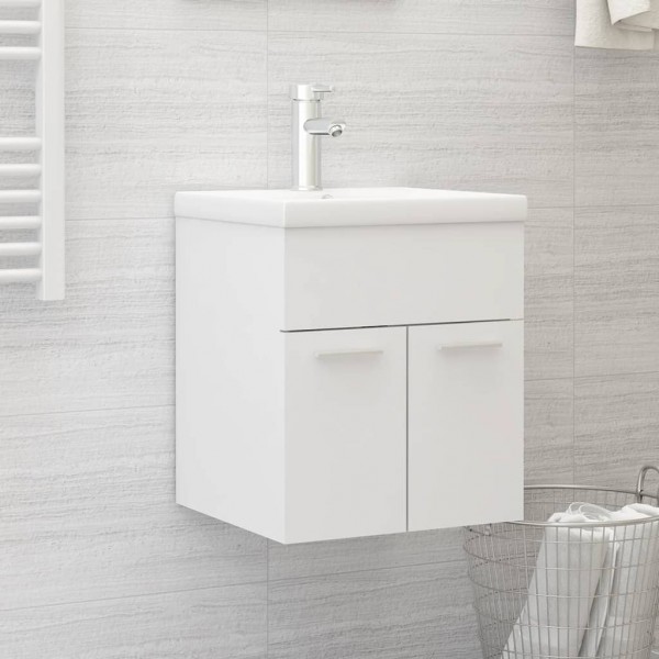 Mueble con lavabo blanco madera contrachapada