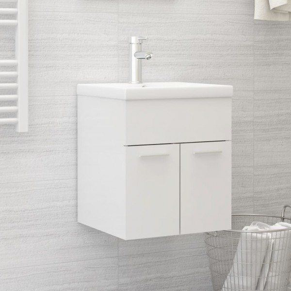 Mueble con lavabo madera de ingeniería blanco brillante