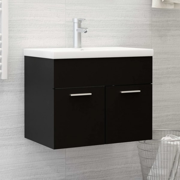 Mueble con lavabo negro brillante aglomerado