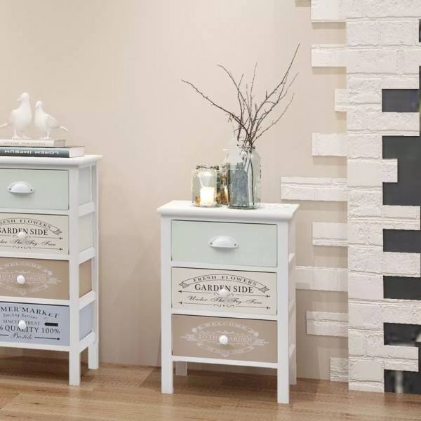 Mueble de almacenaje estilo francés 3 cajones de madera