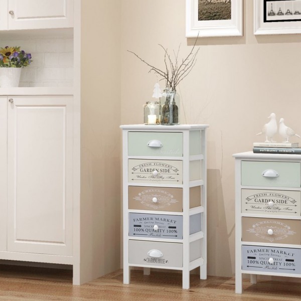 Mueble de almacenaje estilo francés 5 cajones de madera