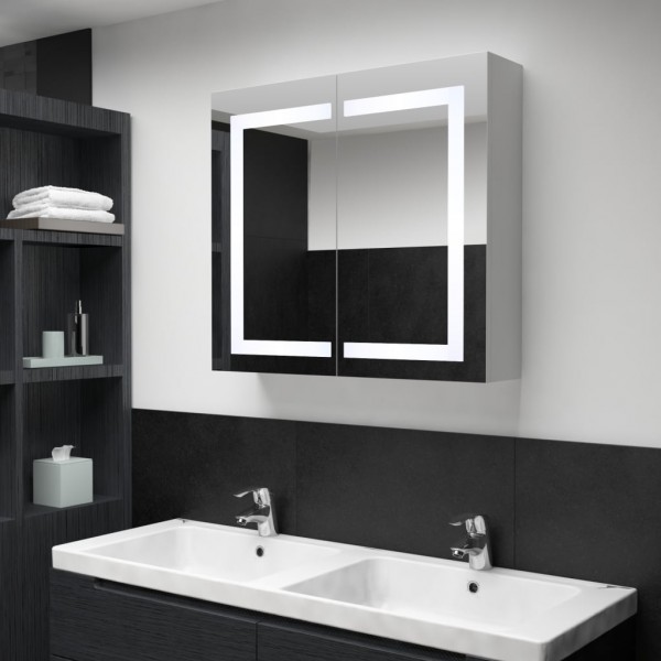 Mueble de baño con espejo LED 80x12.2x68 cm