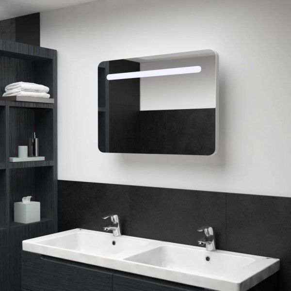 Mueble de baño con espejo LED 80x9.5x55 cm