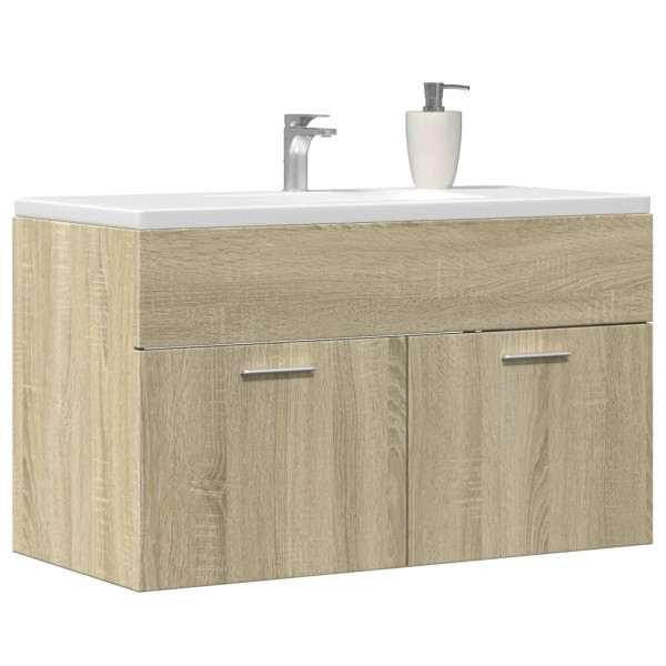 Mueble de lavabo de baño madera roble Sonoma 90x38.5x46 cm