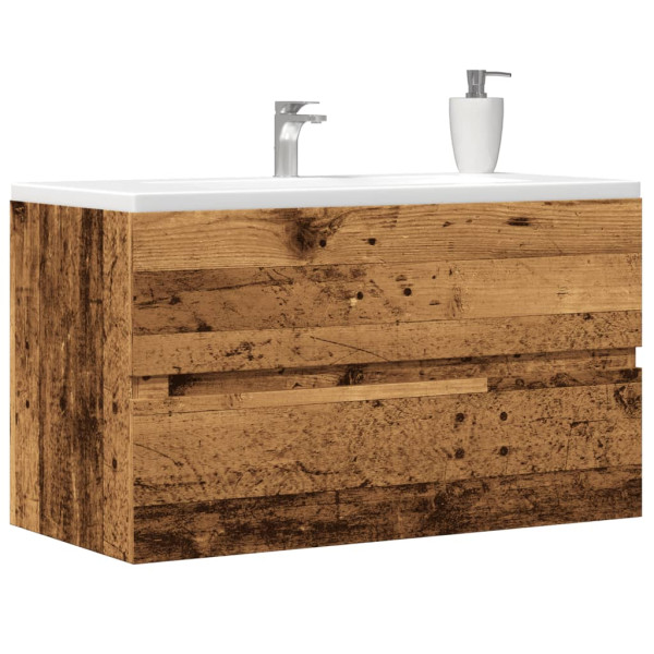 Mueble de lavabo madera ingeniería envejecida 90x38.5x45 cm