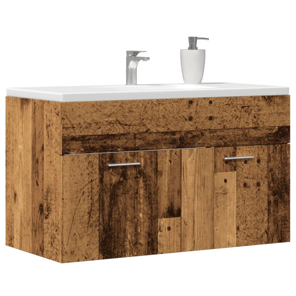 Mueble de lavabo madera ingeniería envejecida 90x38.5x46 cm
