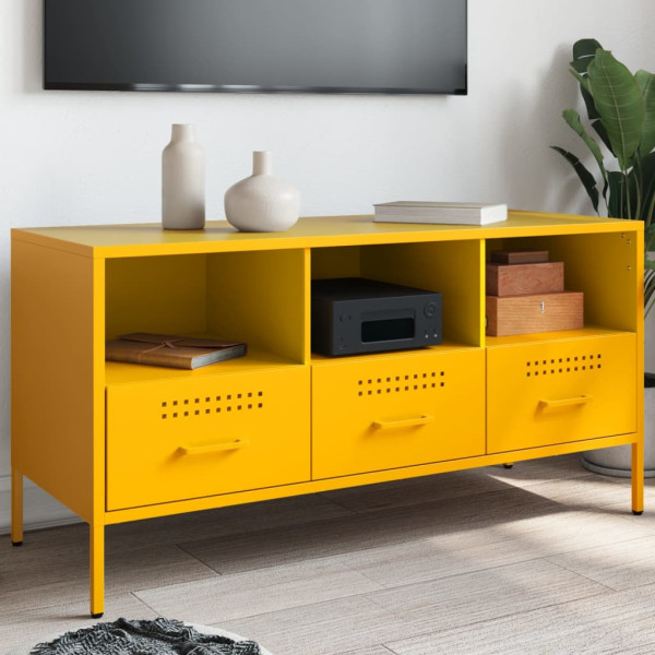 Mueble de TV acero laminado en frío amarillo 100.5x39x50.5 cm