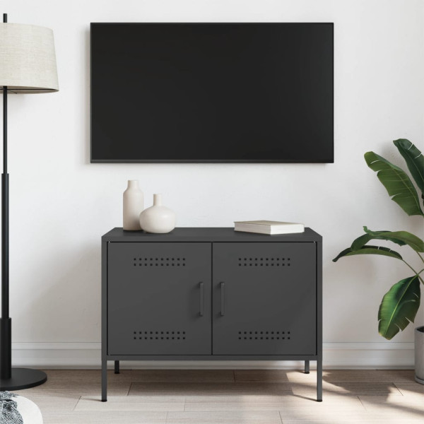 Mueble de TV acero negro 68x39x50.5 cm