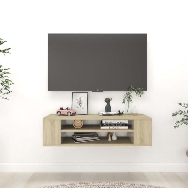 Mueble de TV colgante contrachapada roble Sonoma 100x30x26.5 cm