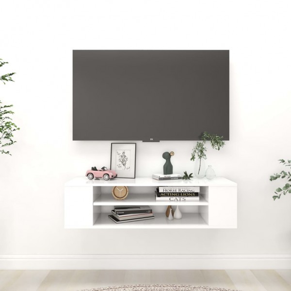Mueble de TV colgante madera contrachapada blanco 100x30x26.5cm