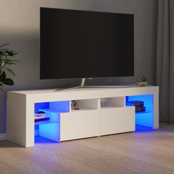 Mueble de TV con luces LED blanco 140x36.6x40 cm
