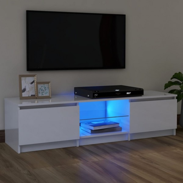 Mueble de TV con luces LED blanco brillante 120x30x35.5 cm