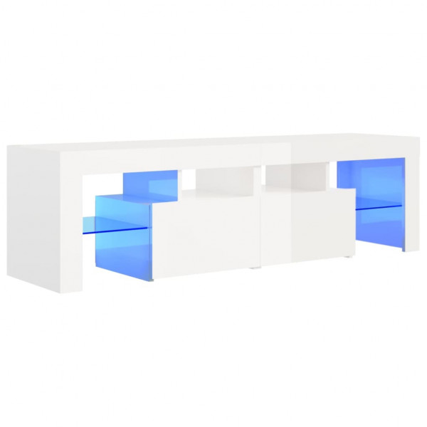 Mueble de TV con luces LED blanco brillante 140x36.5x40 cm
