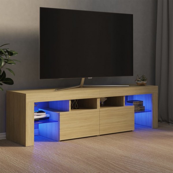 Mueble de TV con luces LED color roble Sonoma 140x36.5x40 cm